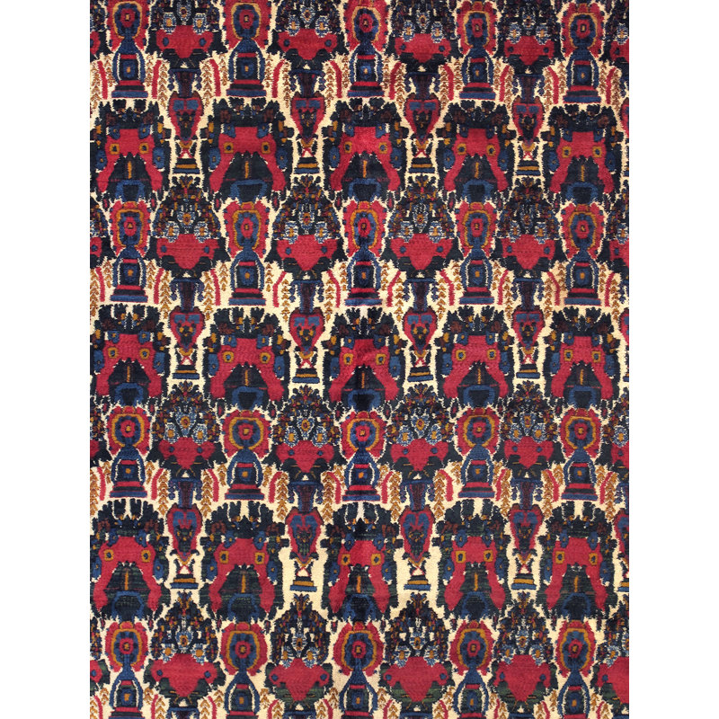 One-of-a-Kind Afshar Floral Hand-Knotted 8' 7" X 11' 8" Wool Multi Area Rug