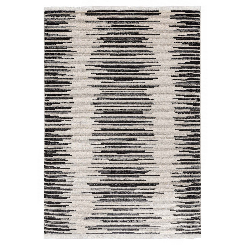 Tapis rectangulaire contemporain à motif géométrique texturé haut / bas 9 pi 2 po x 12 pi 4 po