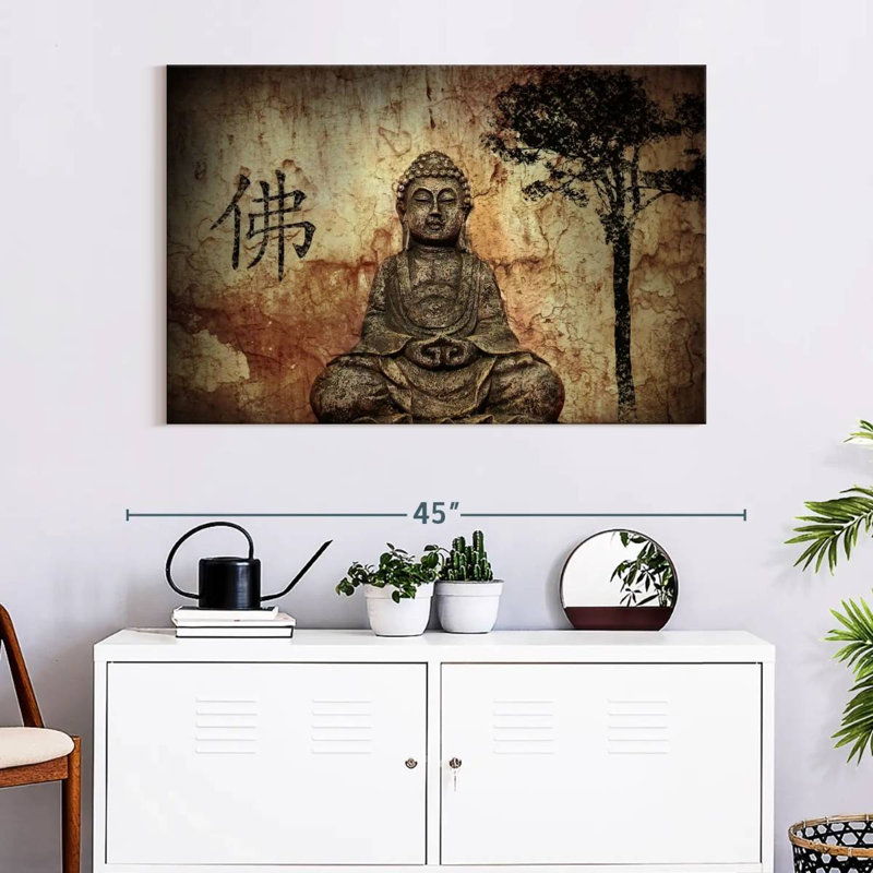 Bouddha croyant, reproduction sur toile, L 26 po x H 39 po