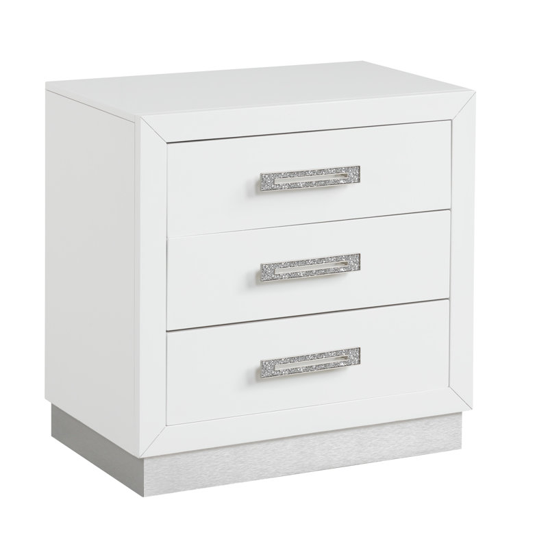 Table de chevet en bois blanc laiteux avec tiroir de rangement | Idée de cadeau