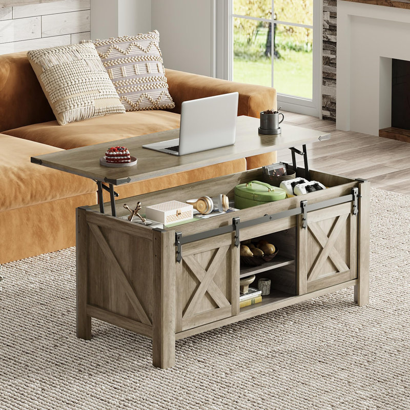 Table basse 47,3 "Farmhouse, Gray Top/Gray Base