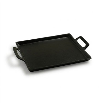 Black Alum. Tray With Handles