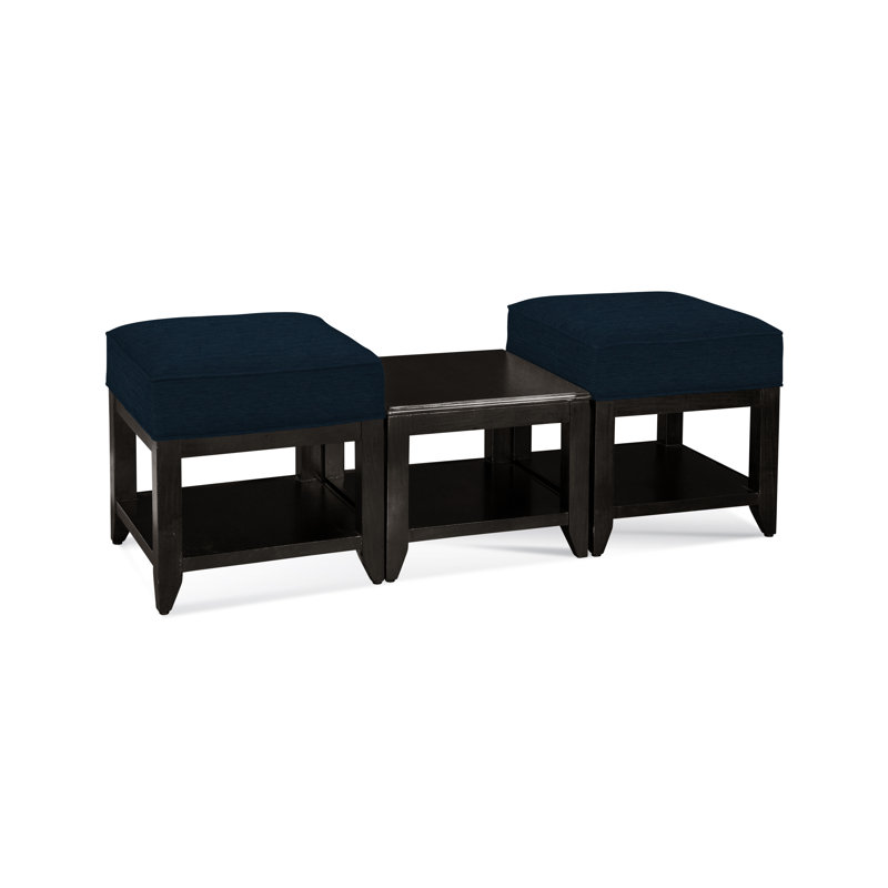 Elements Upholstered Cube Ottoman, Antique Black, Beige Performance Fabric; 0851-73