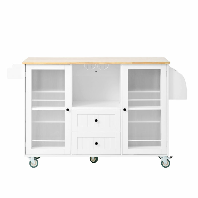 Mobile Kitchen Island, Storage Trolley Cart With Wheels And 2 Drawers