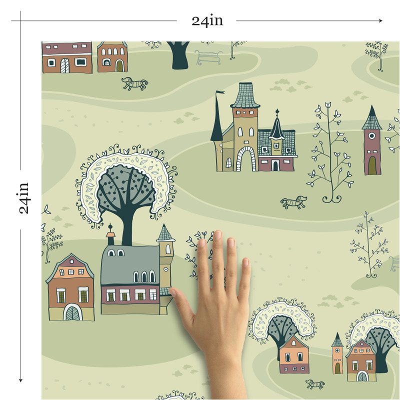 Panneau de papier peint amovible et adhésif map children Kemper, L 102 po x l 24 po