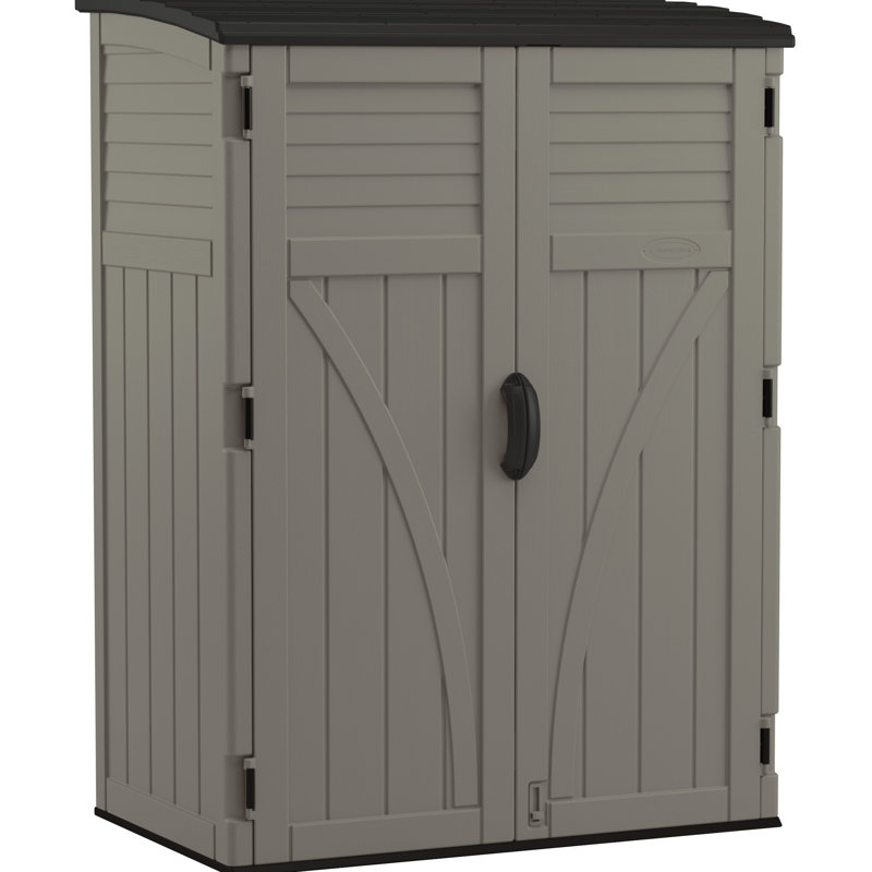Suncast 53 in. W x 32.5 in. D Resin Vertical Tool Shed, Stoney