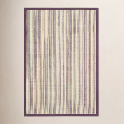 Beige Purple Striped Jute Rug