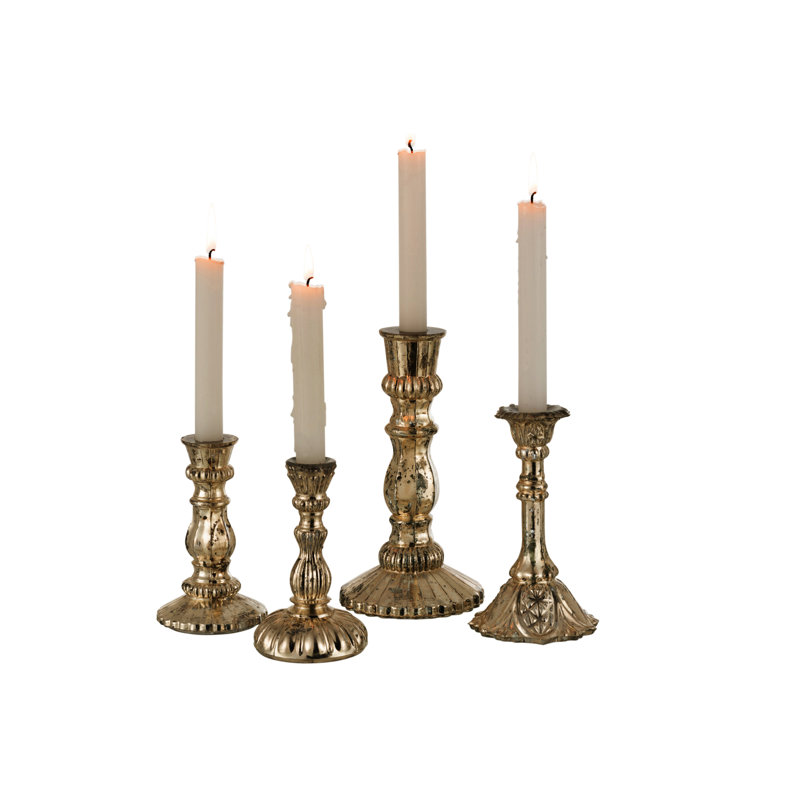 Cozy Glass Tabletop Candlestick, Silver