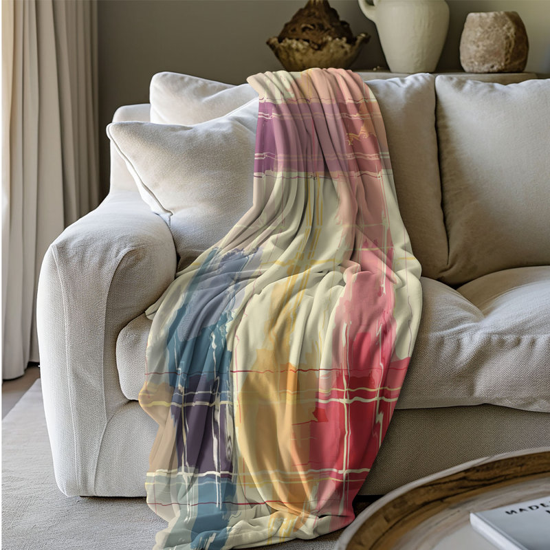 Artistic Plaid - 1 Piece Premium Sherpa Blanket, Queen