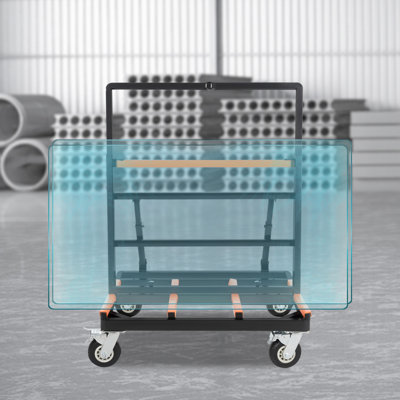 Chariot pliant portatif pour cloison sèche 2200 lb 2 freins + 2 roues en caoutchouc universelles de 6 po noir-rouge (modèle pliable)