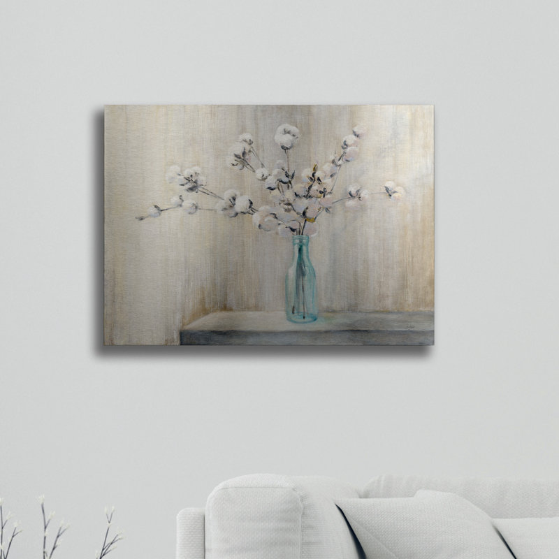 «Cotton Bouquet», reproduction de peinture acrylique, 16" H x 22" L x 1" P, Sans cadre