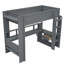 Lit mezzanine en bois avec bureau, tablettes multiples, DEL et station de charge-112706819