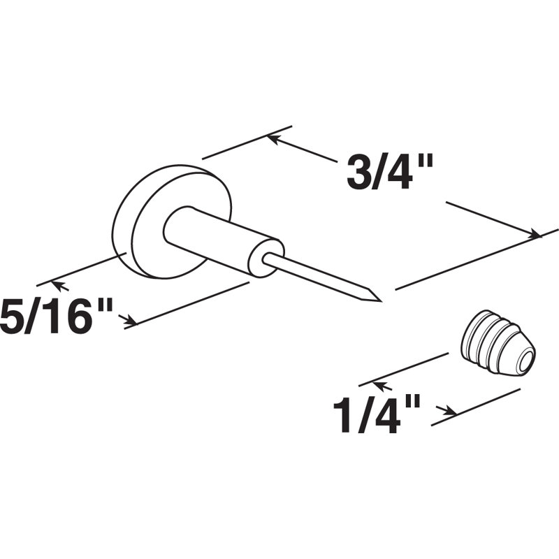 3/4 in. Steel Pin with Plastic Bushing, Window Grid Retainer