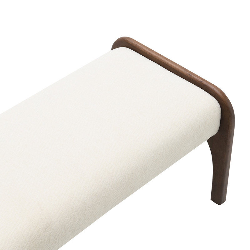 Banc de salle à manger moderne rembourré de 127,6 cm (50,25 po), en tissu chenille doux et pieds en bois d'hévéa, pour cuisine, chambre ou entrée, beige