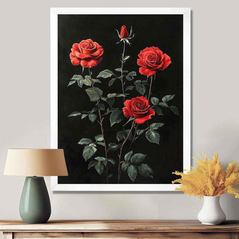 Luna - décoration murale florale, H 32 po x l 16 po, Reproduction encadrée d'une seule photo, Blanc