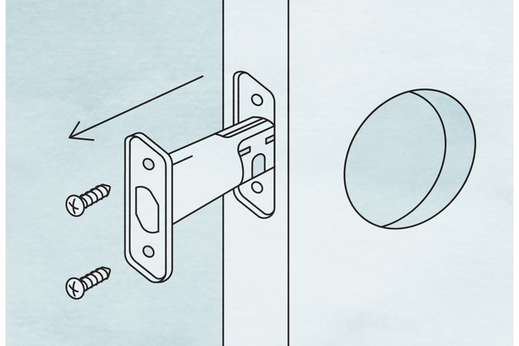 removing bolt plate from door to install keyless lock