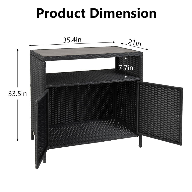 Tirath Rectangular Outdoor Buffet & Console Table, Grey