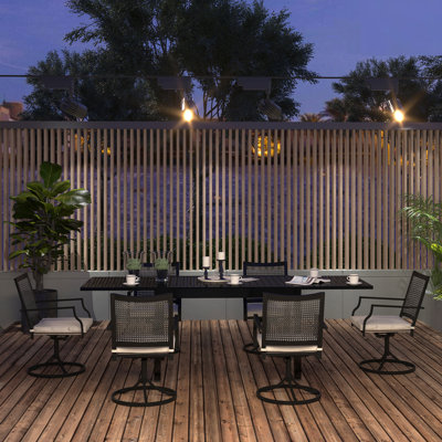 6 - Person Patio Dining Set with Extendable Rectangular Table , Cushions Included