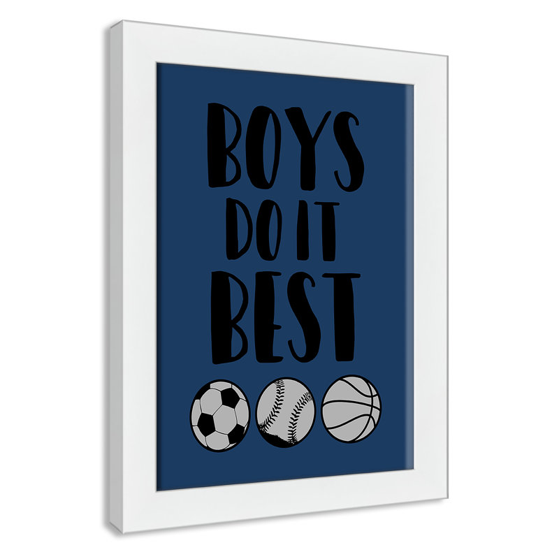 «Boy Do It», art encadré, H 16 po x l 12 po x P 0,6 po, Cadre blanc