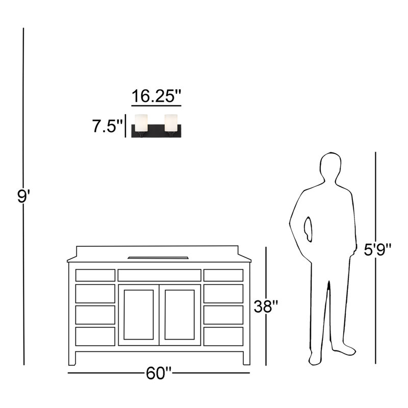 Digiovanni 2 - Light Dimmable Vanity Light, Matte Black