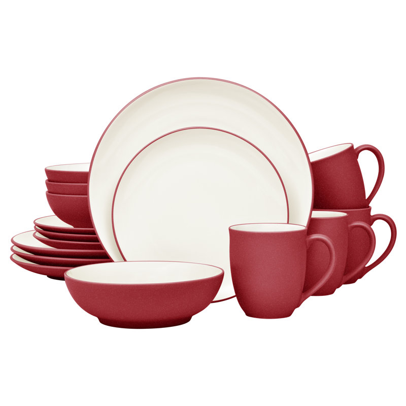 Noritake Colorwave 16-Piece Coupe Dinnerware Set, Service for 4, Raspberry
