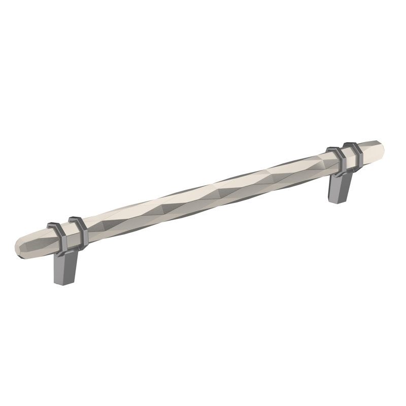 London 8 inch (203mm) Centre-to-Centre Satin Nickel/Black Chrome Cabinet Pull, Satin Nickel/Black Chrome, 8"