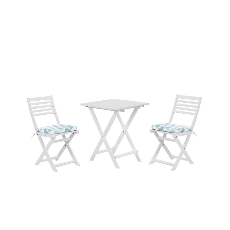 Ahile 2 - Person Acacia Wood Patio Dining Set with Square Table , Cushions Included, White