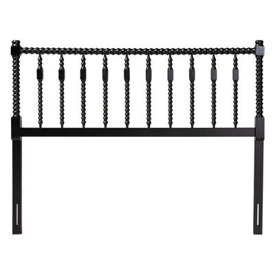 Baxton Studio Juliette Turned Spindle Headboard - Crafted Wood Panel with Decorative Spoke Design for Cottage Farmhouse Bedroom, Full, Black