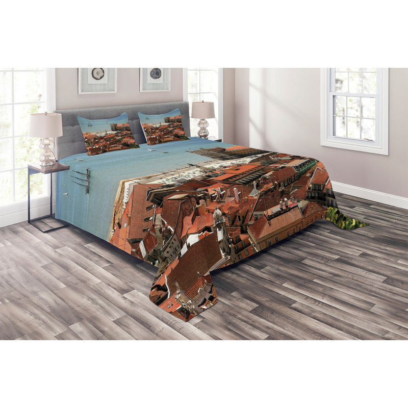 Europe Polyester Coverlet, King Bedspread + 2 Shams