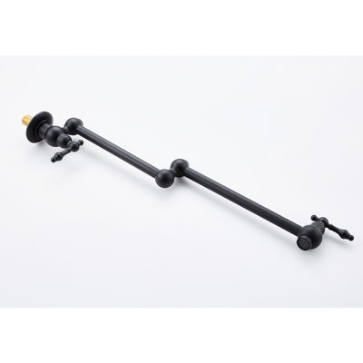 Wall Mount Kitchen Pot Filler Faucet In Matte Black, Folding Arm For Space Saving, 360 Rotation, Double Handles, Brass Construction Black Mounted Kitchen, Handles Effective Water Distribution,