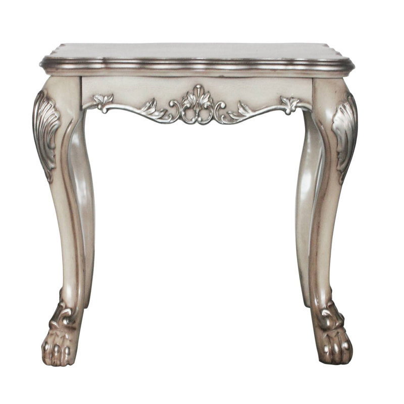 Table de bout carrée rétro blanc os