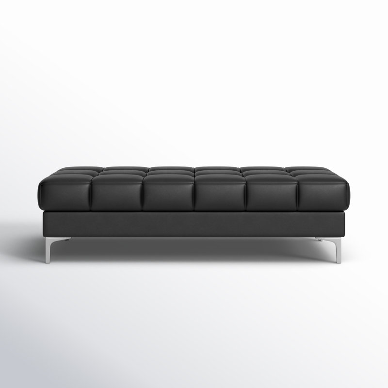 Babken Upholstered Storage Ottoman, Black Faux Leather