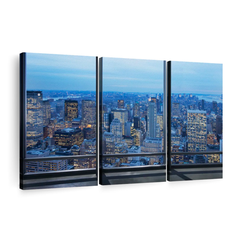 «NY Office Window View», 3 pièces, H 48 po x l 74 po 
