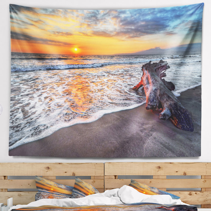 Tapisserie «Seashore Sandy Shore at Sunset», H 50 po x l 60 po
