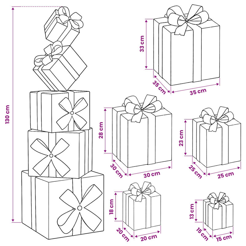 Lighted Gift Box, Multicolour Fabric