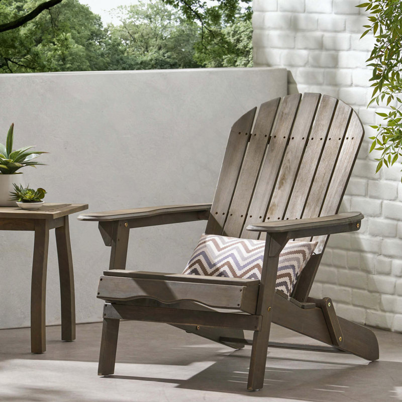 Chaise Adirondack pliable en bois d'acacia, Gris