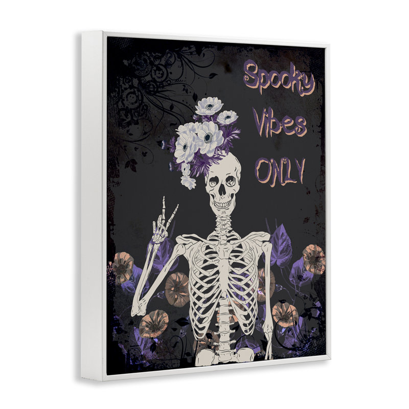 «Spooky Vibes Only», giclée encadrée par Radhika Modi, H 30 po x l 24 po, Estampe numérique encadrée blanc bord de mer