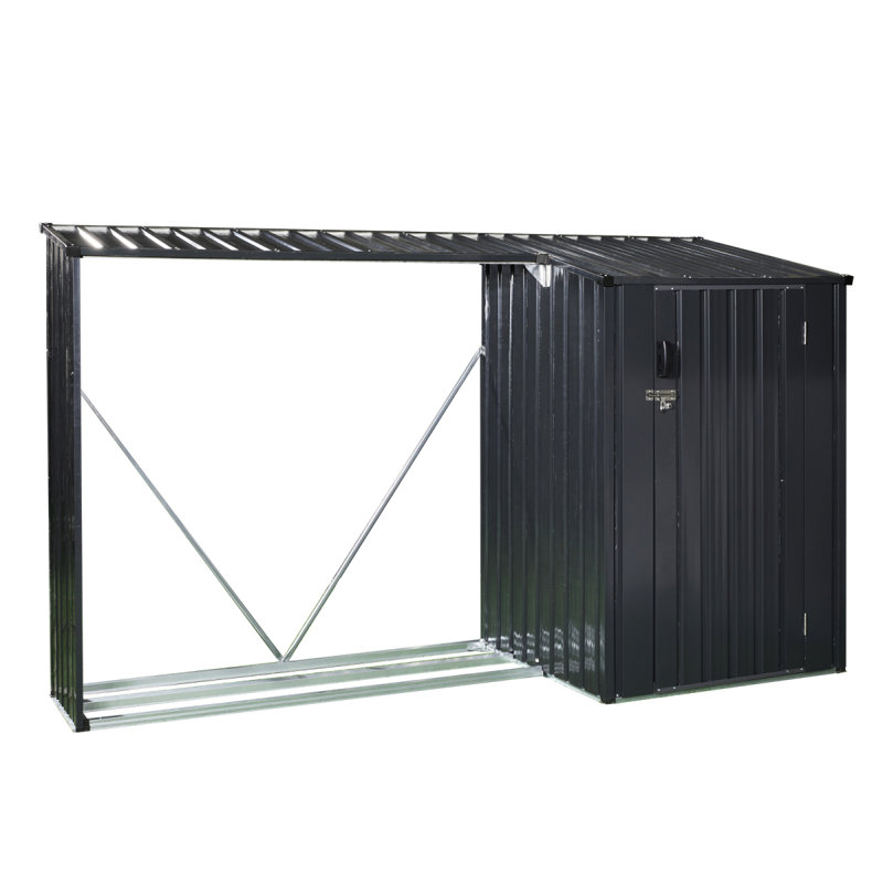 8 Ft X 6 Ft Outdoor Metal Storage Shed With Window,Transparent Plate And Lockable Sliding Door For Garden, Lawn (Gray)