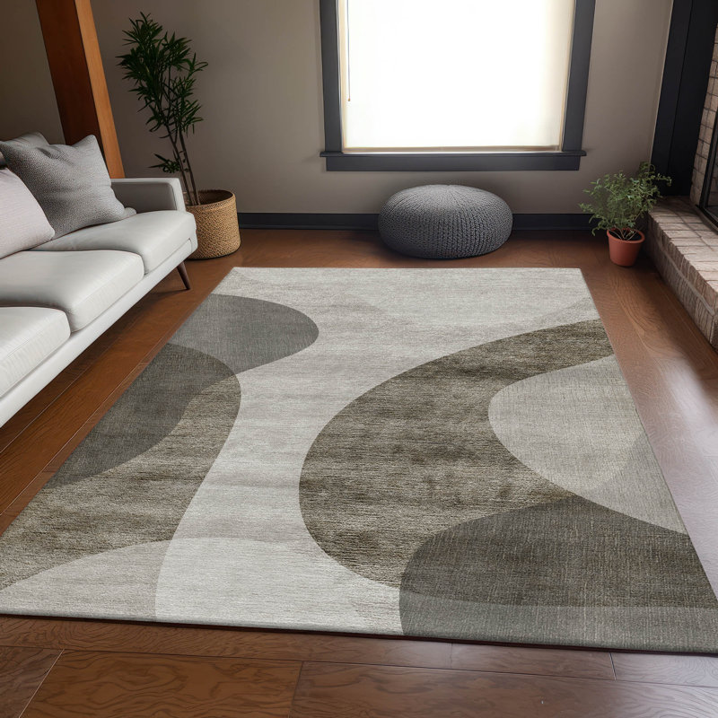 Tapis taupe lavable à la machine Premium, Rectangle 10 pi x 14 pi