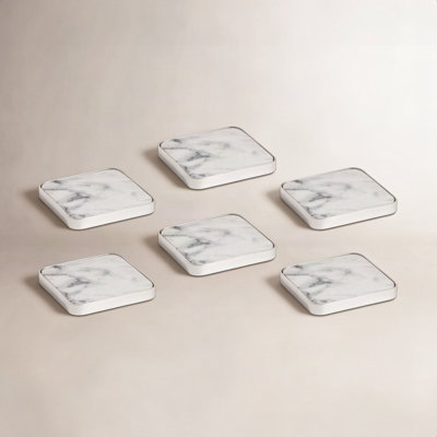 Silver Border Marble Coasters