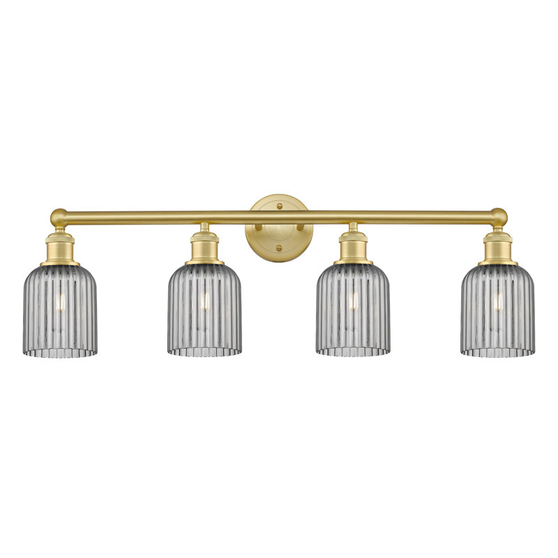 Éclairage pour meuble-lavabo à 4 lumières à intensité variable Fiennes Veil, Or satiné, Gris fumée