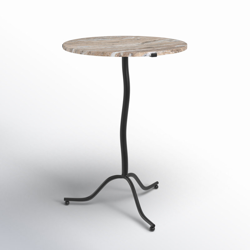 SOPHIE Marble End Table, Beige Top/Black Base