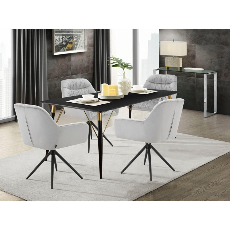 Carmel 47cm H Velvet Upholstered Metal Armchair, Light Grey