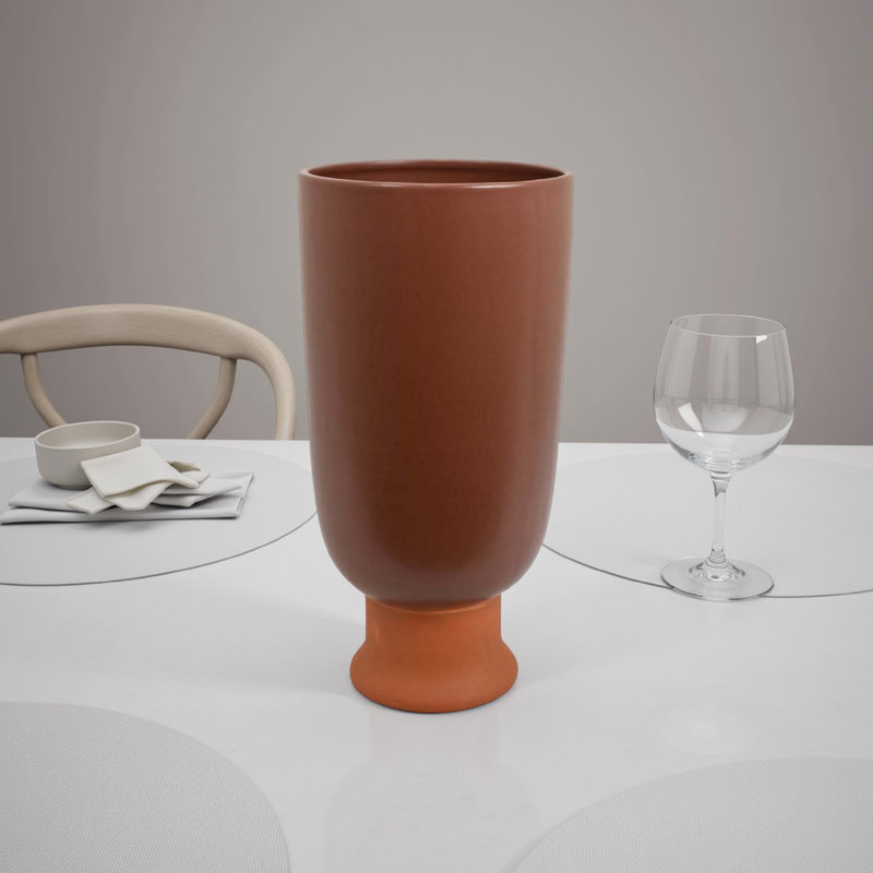 Vase décoratif, pièce décorative moderne de 15 pouces de hauteur, céramique brune
