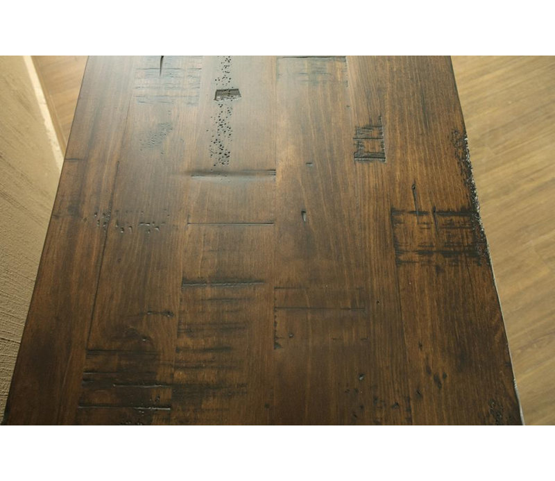 Rustic Deep Brown Pine Wood Cocktail Table with Storage