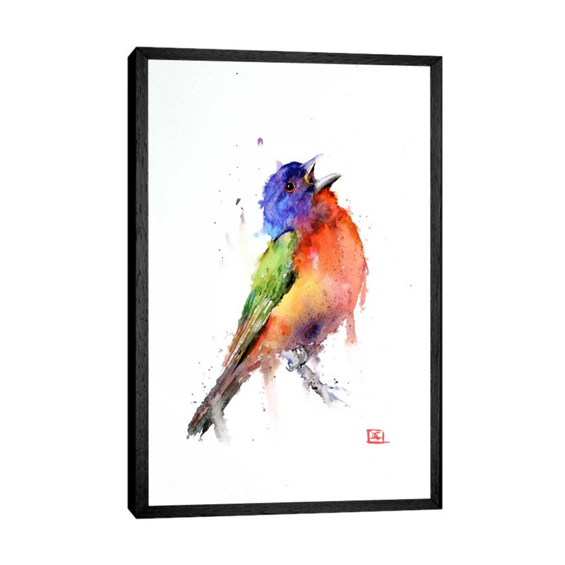 Bird by Dean Crouser - Floater Frame Painting on Canvas, Black