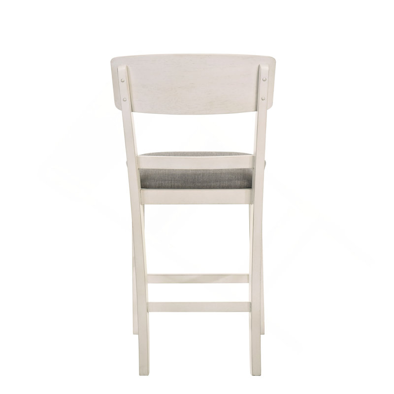 Tabouret de bar rembourré 2 pièces, Blanc crémeux