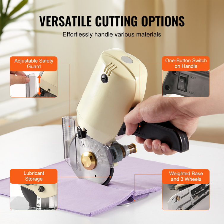 VEVOR Fabric Cutter, 250W Electric Rotary Fabric Cutting Machine, 1.1 Cutting Thickness, Octagonal Knife, with Replacement Blade and Sharpening