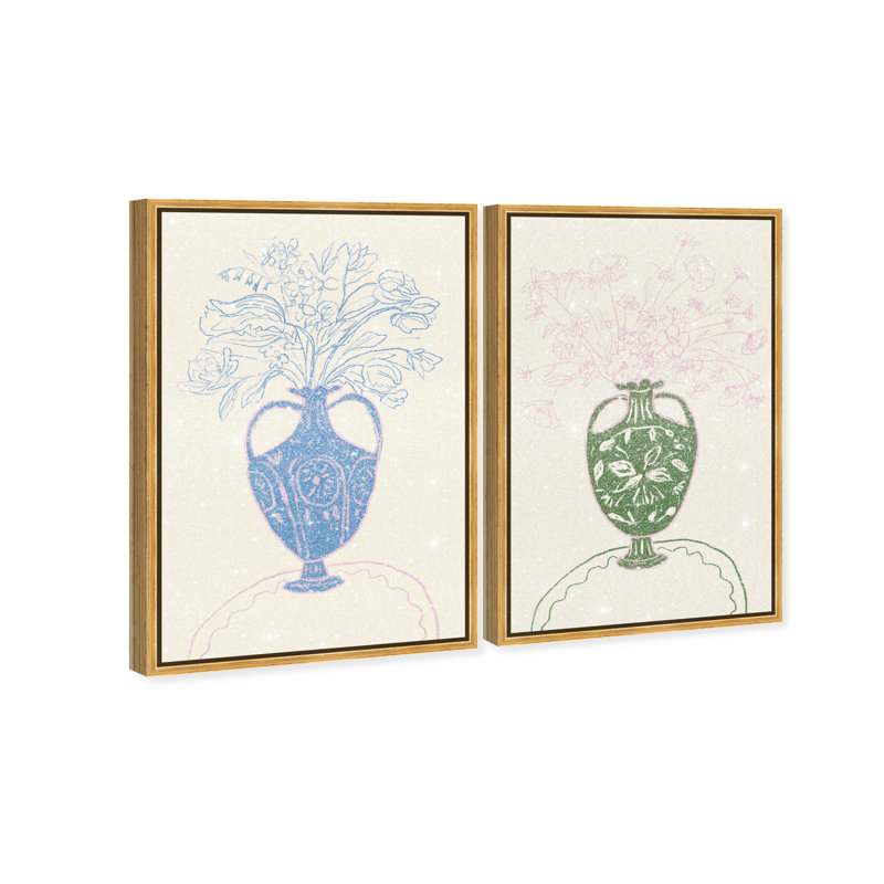 Flower Sutdio Set Set by Oliver Gal, 31" H x 21" W, Gold Floater Frame