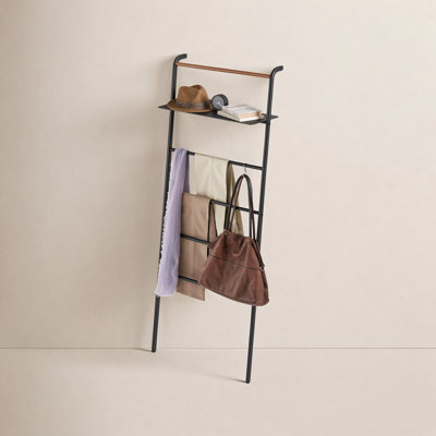 Yamazaki Home Leaning Ladder With Shelf, Space Saving, Steel